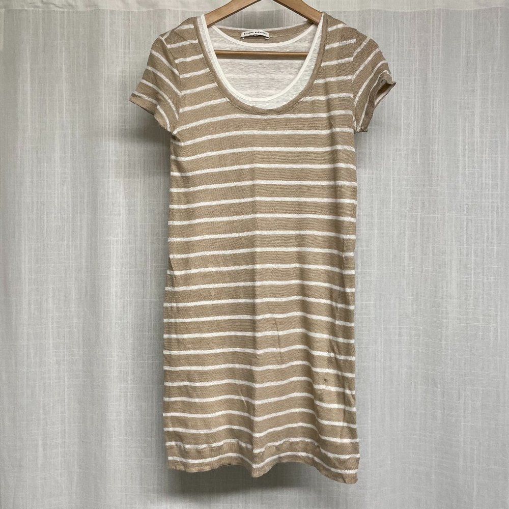 Banana Republic double layer linen Dress, white and sand
